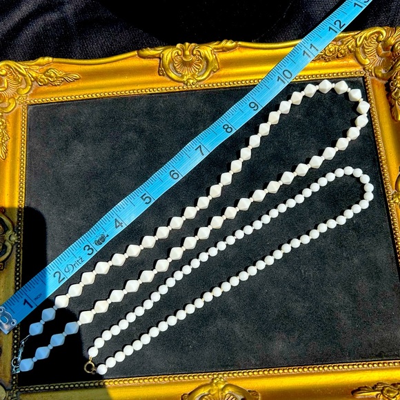 2 Antique Milk Glass Bead Necklaces - Picture 2 of 4